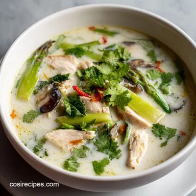 Authentic Tom Kha Gai Soup for 4 Servings Recipe Card