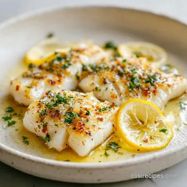 Baked Cod with Lemon Butter Recipe for 4 Servings Recipe Card