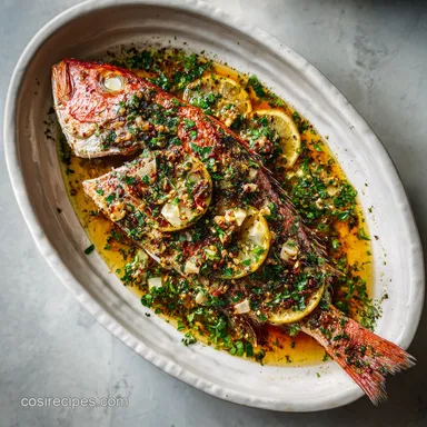 Baked Red Snapper Whole with Garlic: 40 Mins Total