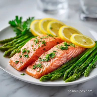 Baked Salmon Asparagus Foil Packs for 4 Recipe Card