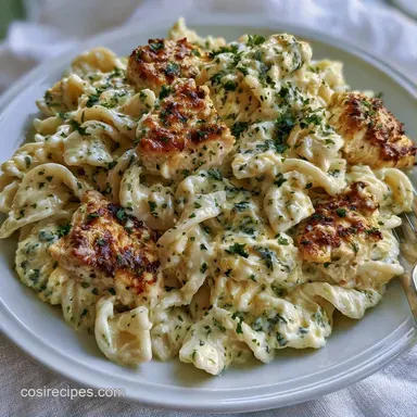 One Pan Boursin Chicken Pasta Recipe Card