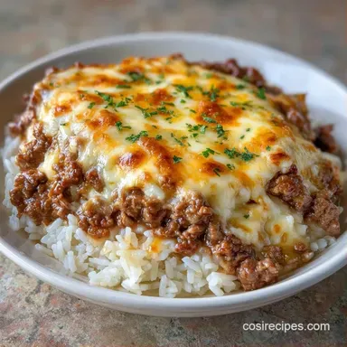 Cheesy Beef Rice in 30 Minutes Recipe Card