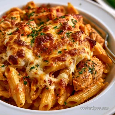 Cheesy Chicken Pasta Bake in 50 Minutes Recipe Card