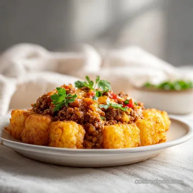 Tater Tot Casserole in 40 Minutes with Hearty Ground Beef Recipe Card
