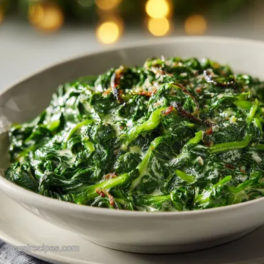 Creamed Spinach with Parmesan Recipe for 4 Servings Recipe Card