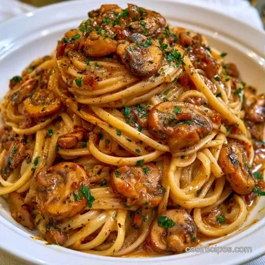 Creamy Mushroom Linguine in 20 Minutes Recipe Card