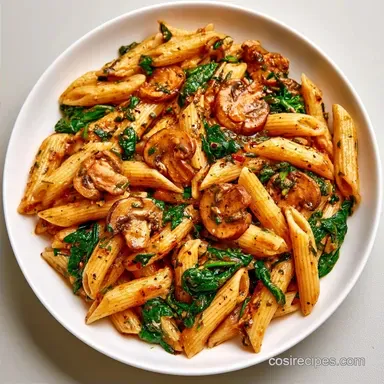 Creamy Mushroom Spinach Pasta for 4