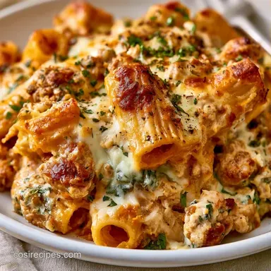 Rigatoni Pasta Bake with Ground Turkey Recipe Card