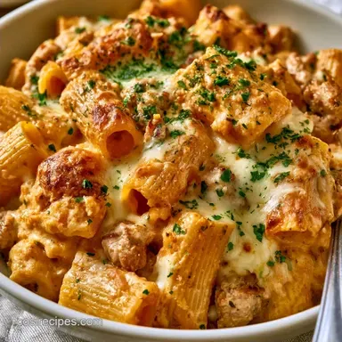 Rigatoni Pasta Bake with Ground Turkey