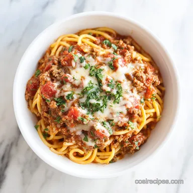 Crockpot Taco Spaghetti with Ground Beef for 8 Servings