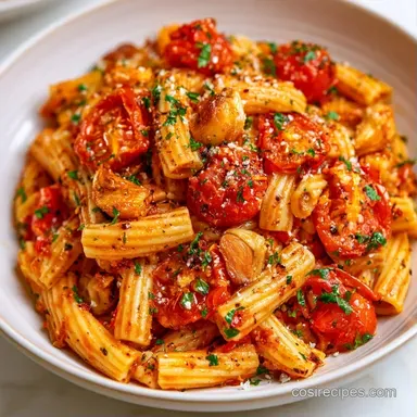Fall Tomato Pasta with Garlic Recipe Card