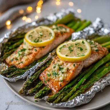 Baked Salmon Recipe in Foil for 4 Servings Recipe Card