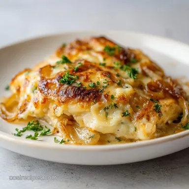 French Onion Chicken Bake for 4 Servings: Caramelized and Golden Recipe Card