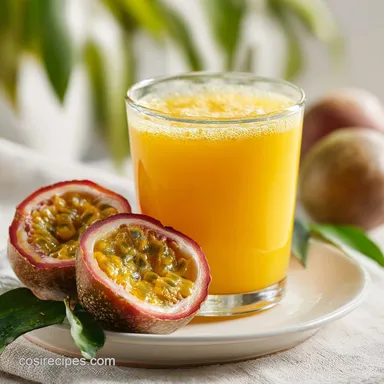 Passion Fruit Juice for 4 Servings: A Silky Tropical Drink Recipe Card