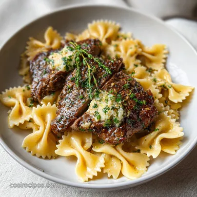Garlic Butter Steak with Creamy Bowtie Pasta for 4 Servings