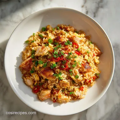 Chicken Fried Rice with Garlic in 25 Minutes Recipe Card