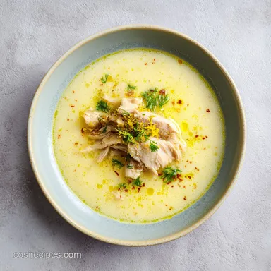 Greek Lemon Chicken Soup for 6 Servings | Silky Creamy Recipe Recipe Card