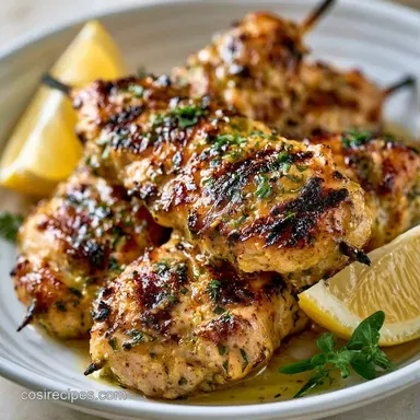 Grilled Lemon Chicken Skewers for 4 Recipe Card