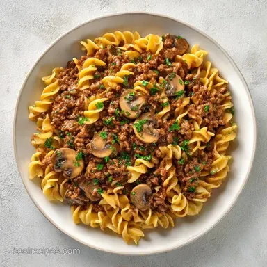 Savory Ground Beef Stroganoff: Creamy Recipe Card