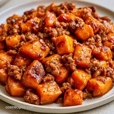 Sweet Potato Ground Beef Bowl Meal Prep Recipe Card