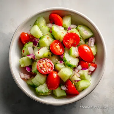 Tomato Cucumber Salad Recipe: Fresh Mediterranean Style Recipe Card