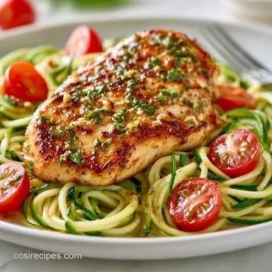 Creamy Zucchini Noodle Chicken Pasta Recipe Card