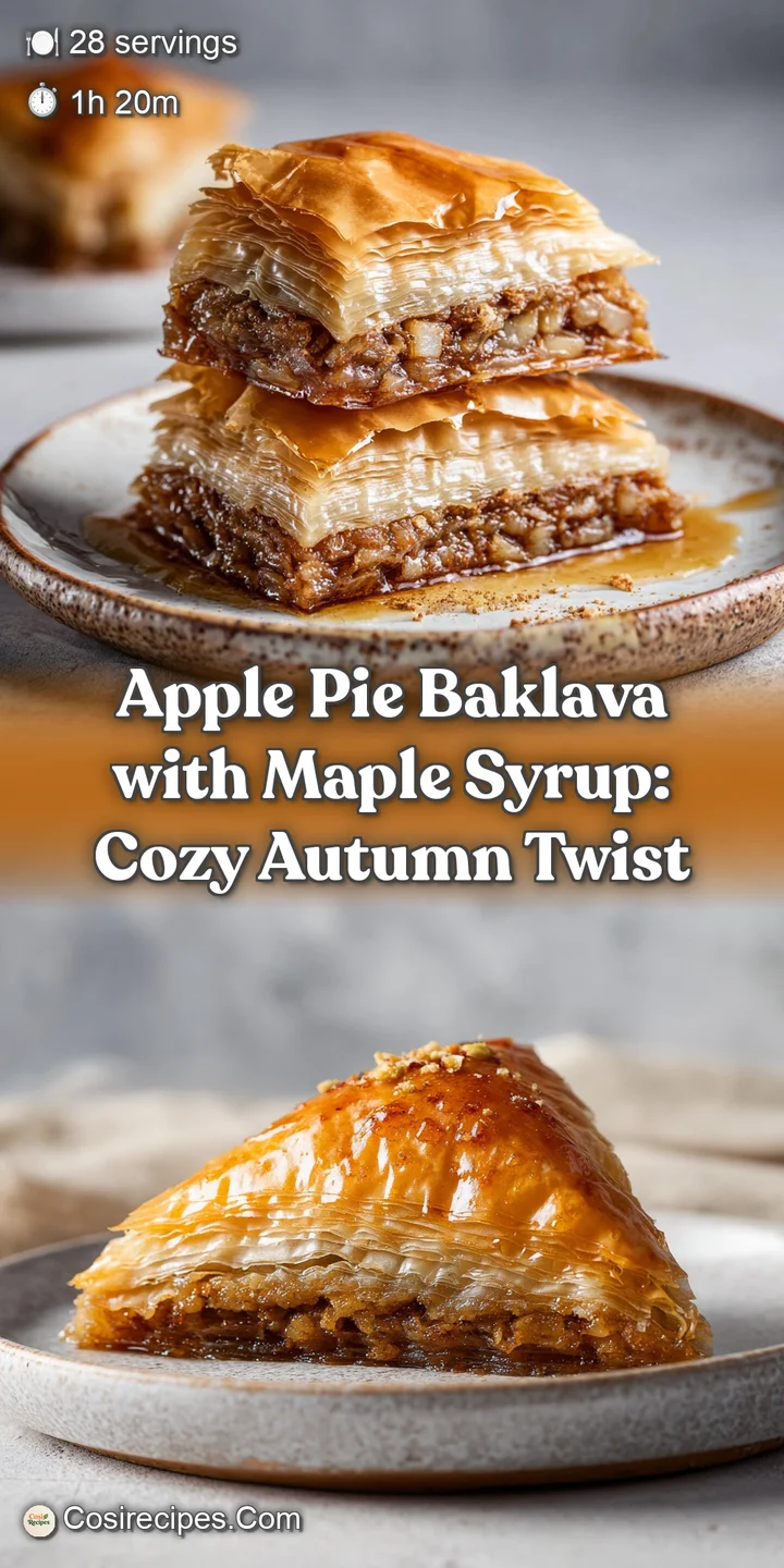 Close-up of baklava layers exposing the juicy apple filling, sprinkled with cinnamon and kissed with sticky maple goodness...