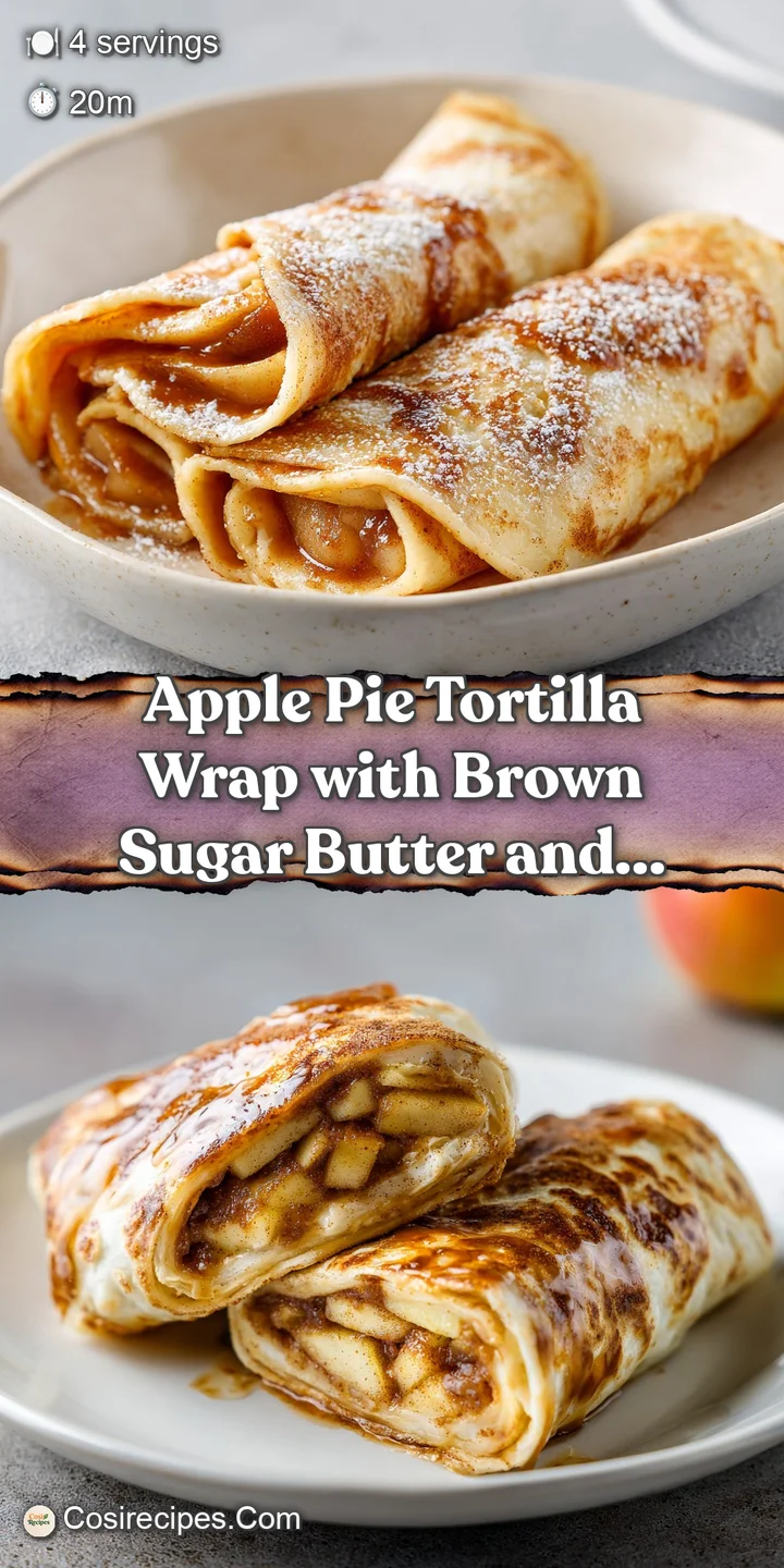 Close-up reveals the gooey, caramelized apple filling bursting from a crispy tortilla wrap, dusted with cinnamon.