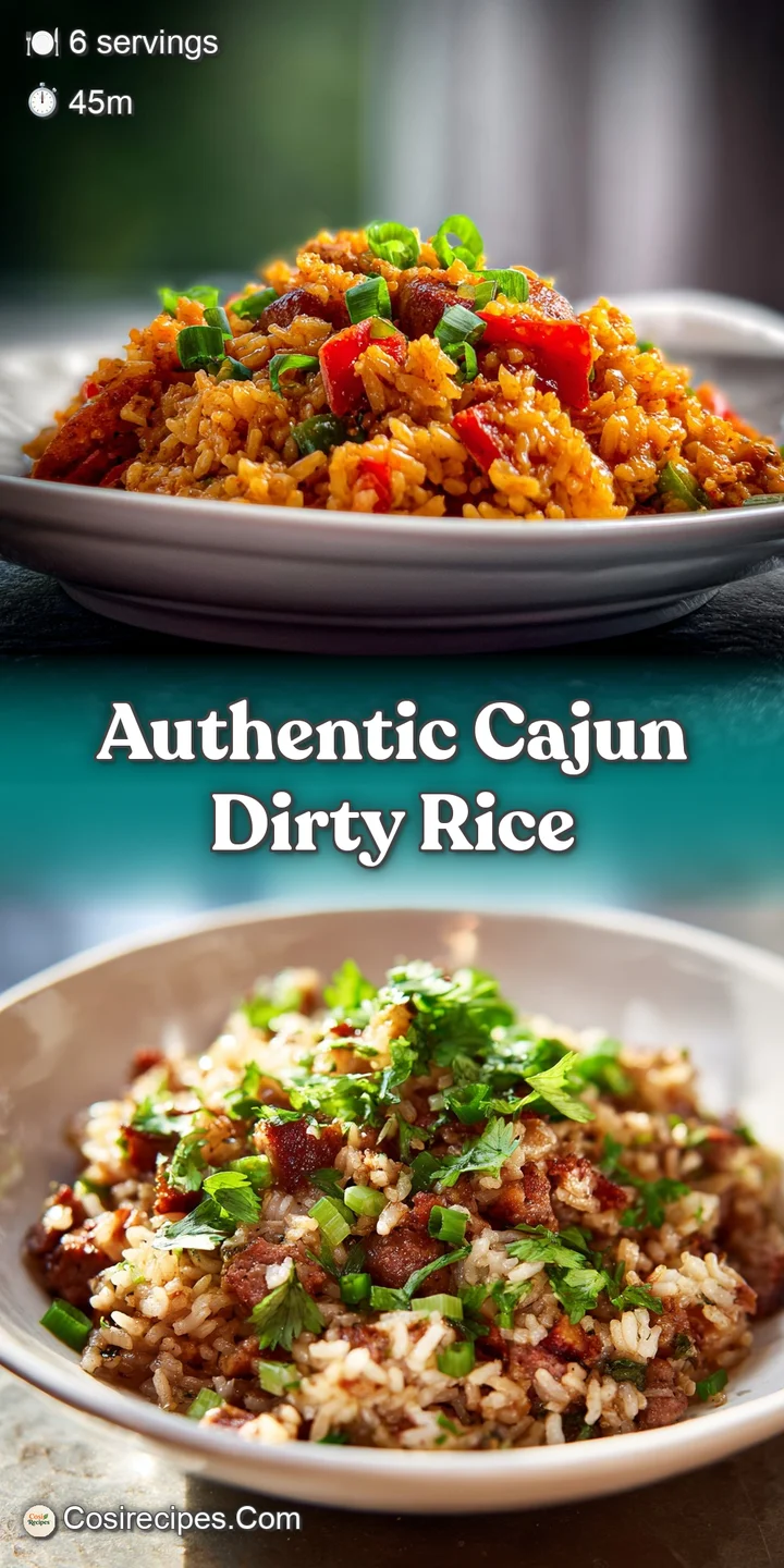 Close-up reveals the moist texture of the rice, dotted with spicy sausage and colorful vegetables, promising a flavorful b...