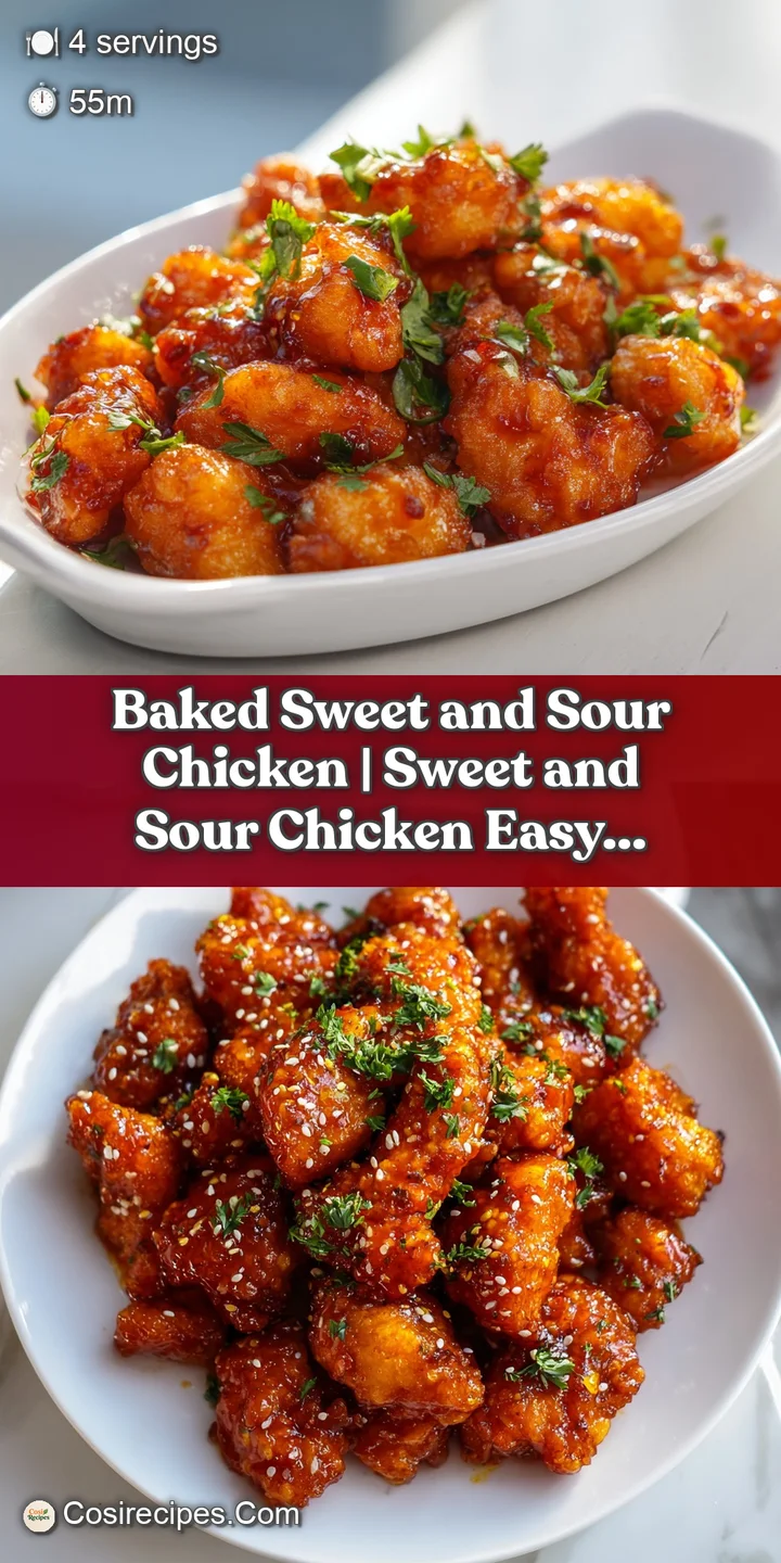 Close-up of tender, caramelized chicken chunks coated in sticky, vibrant sweet and sour glaze, with hints of sesame seeds.