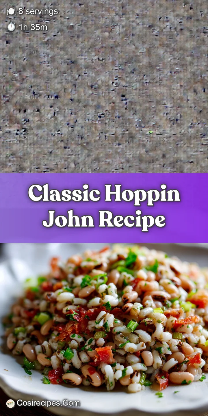 Close-up of Hoppin' John showcasing the creamy texture of the rice and the plumpness of the black-eyed peas. Steaming and ...