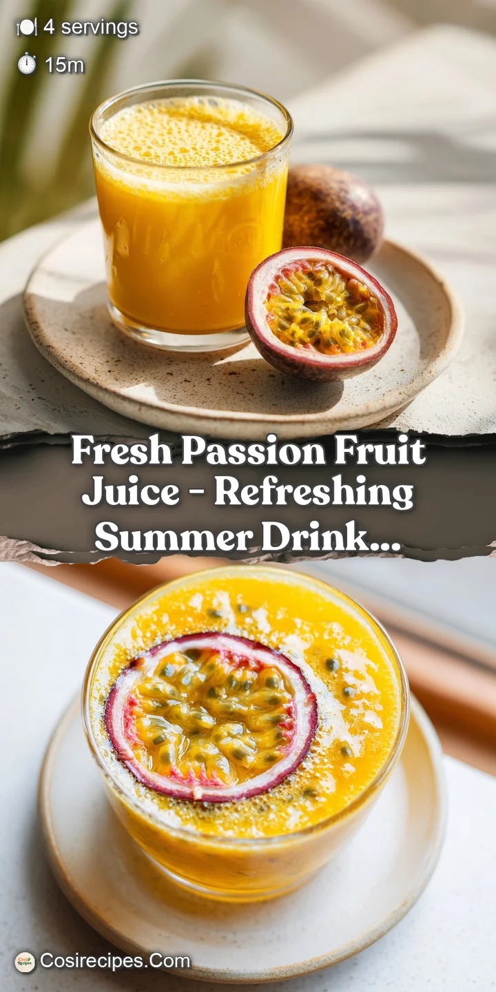 Close-up of bubbling, sunshine-yellow passion fruit juice with visible seeds, showing its refreshing texture.