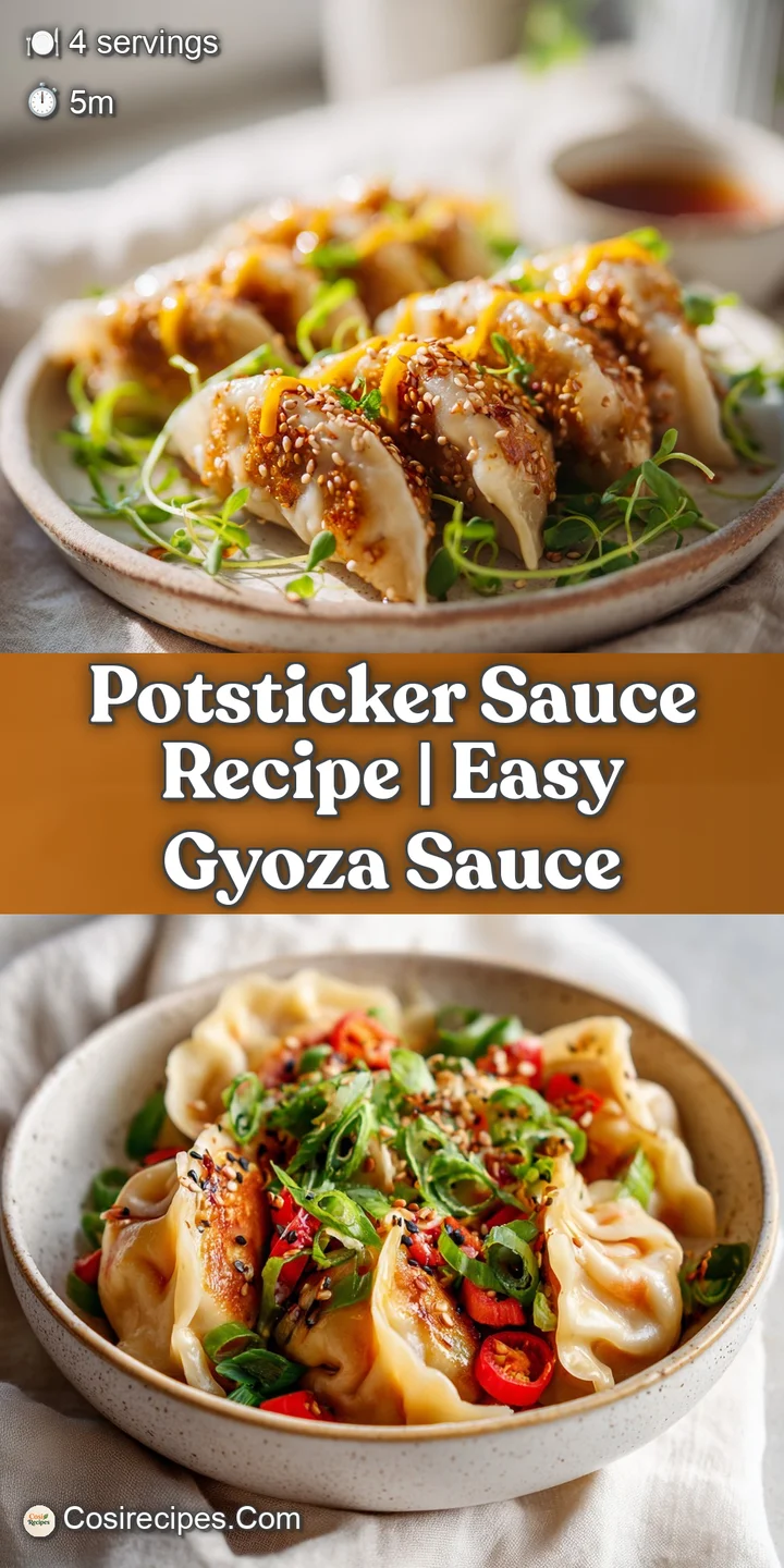 Close-up of rich, dark amber dipping sauce, showing its thick, glistening texture with tiny specks of garnish.