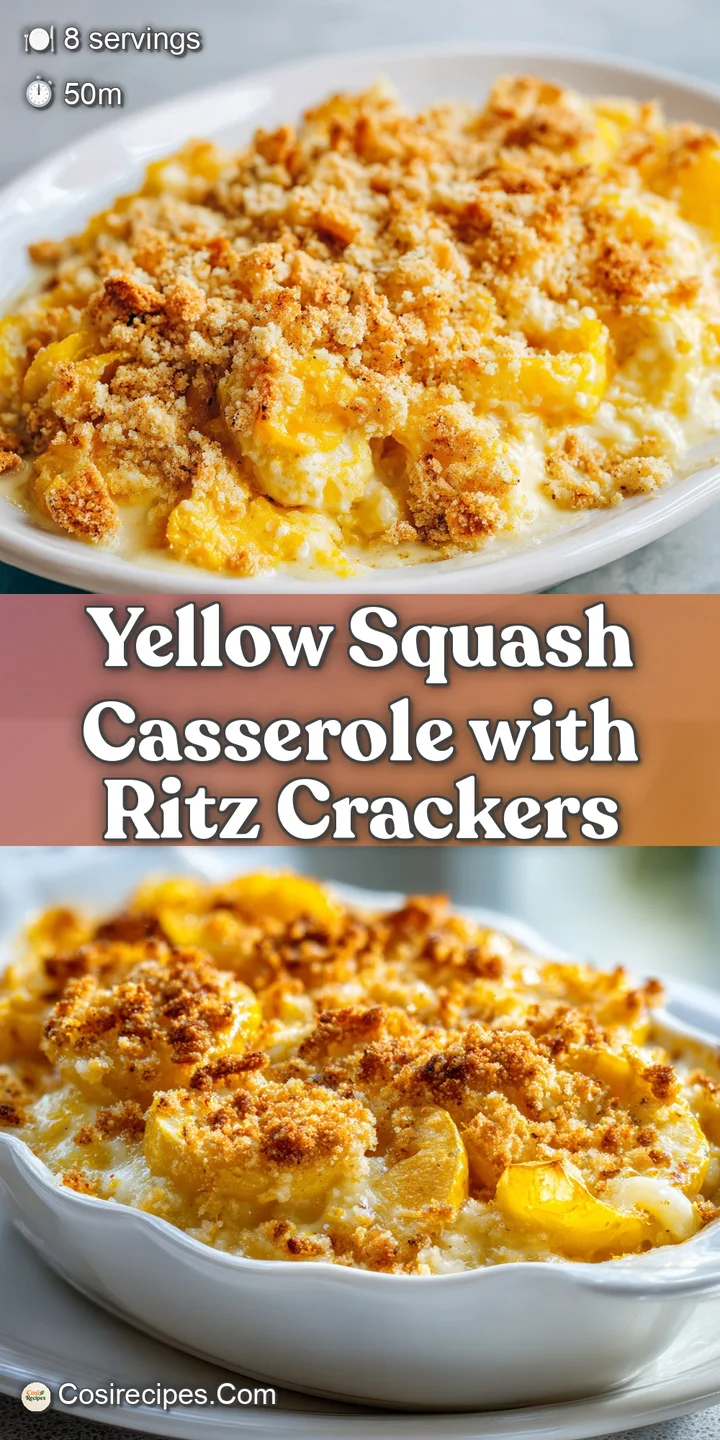 Close-up of a creamy Southern squash casserole with melted cheese, showing tender squash and a slightly browned, bubbly su...