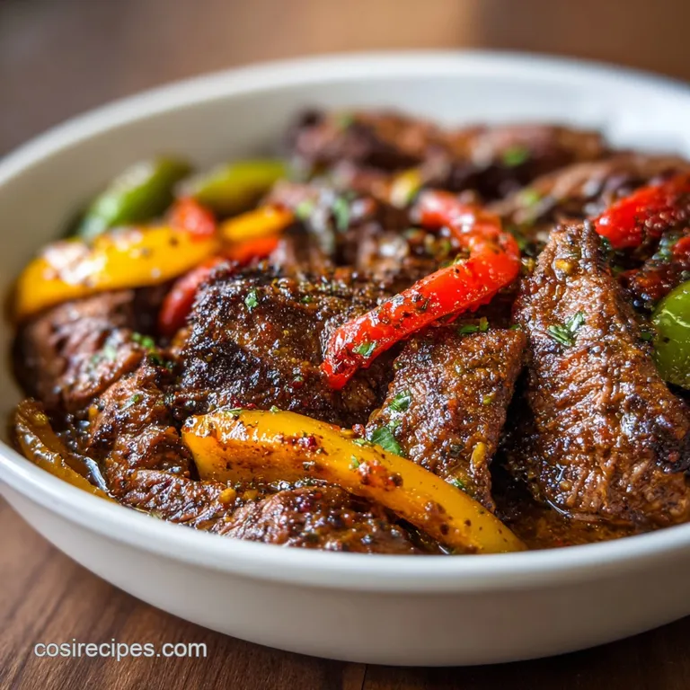 Thinly sliced, smoky steak artfully arranged with charred lime wedges and fresh pico de gallo.