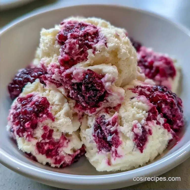 Blackberry Swirl Ice Cream with Fresh Berries