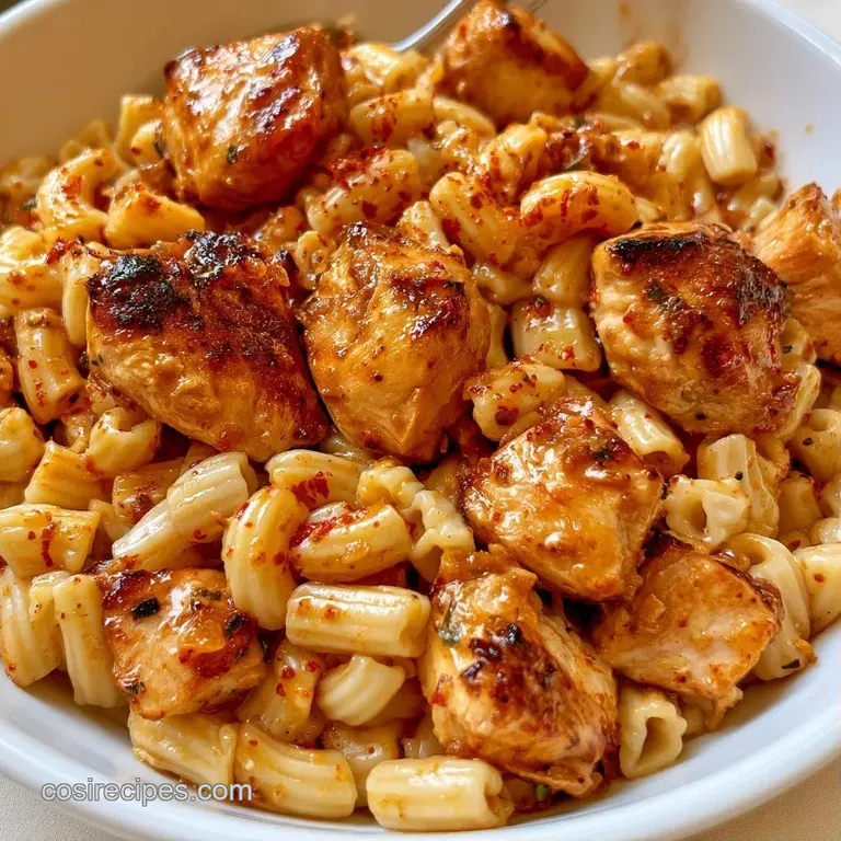 Elegant white bowl of small cylindrical pasta in a smooth cream sauce, garnished with chopped herbs and parmesan.
