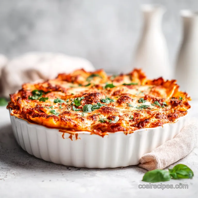 Three plump ravioli glistening with rich meat sauce, a sprinkle of parmesan, & fragrant basil garnish. Elegant, home-style...