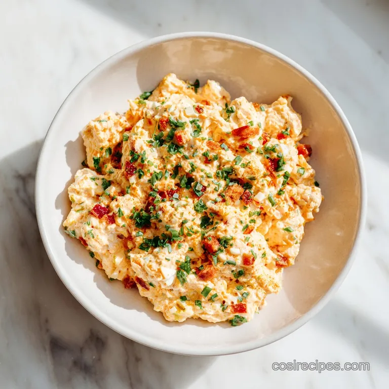 Pimento cheese in a rustic bowl beside crisp celery sticks and crackers on a wooden board, bright and inviting.
