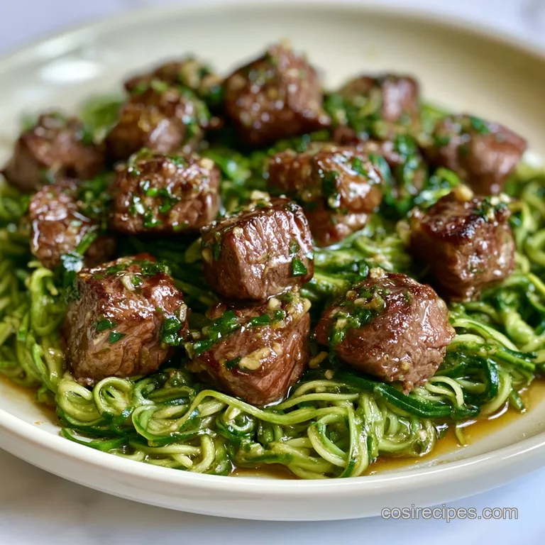 Garlic Butter Steak Bites with Zucchini Noodles