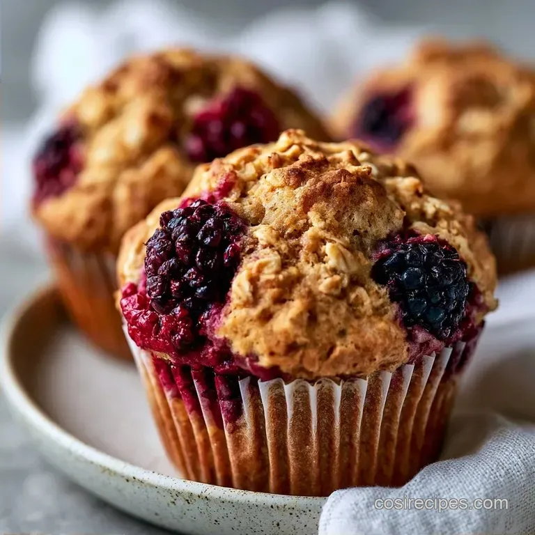 Healthy Blackberry Muffins with Oats
