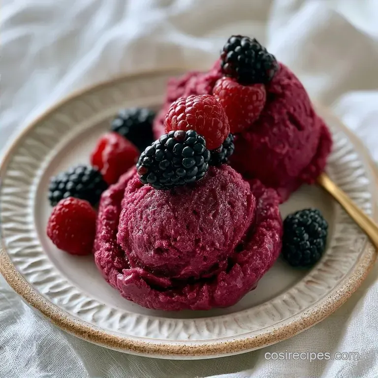 Homemade Blackberry Ice Cream with Fresh Berries