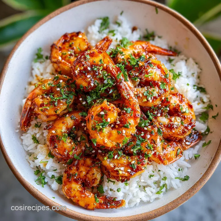 Perfectly plated honey garlic shrimp and broccoli rice; glistening glaze, tender shrimp, and vibrant green florets invite ...