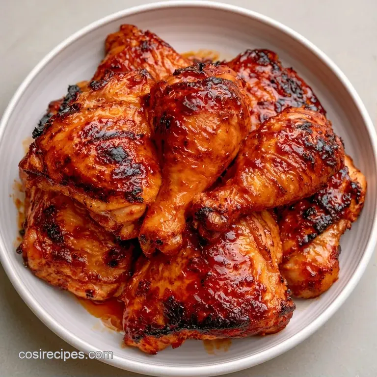 Perfectly charred chicken served on a white platter with a drizzle of green sauce and fresh lime wedges.