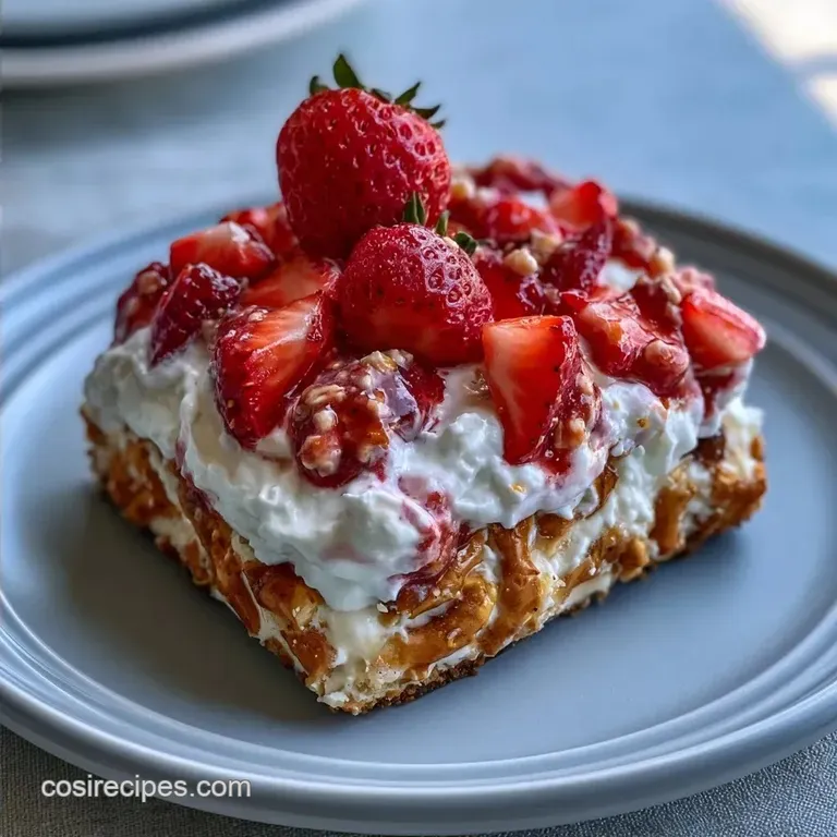 Strawberry Pretzel Salad with Fresh Strawberries