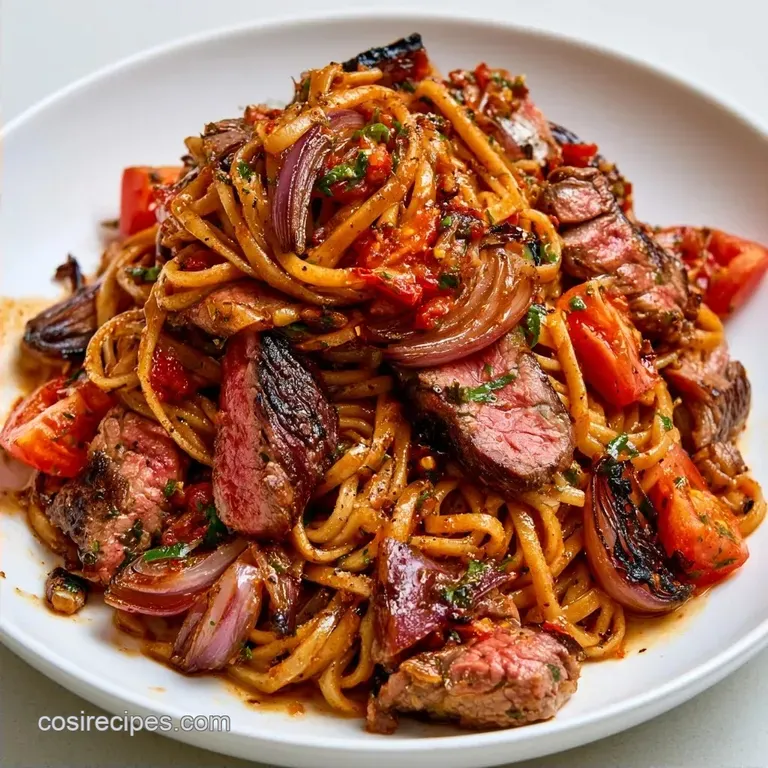 Authentic Tallarin Saltado with Sirloin Steak