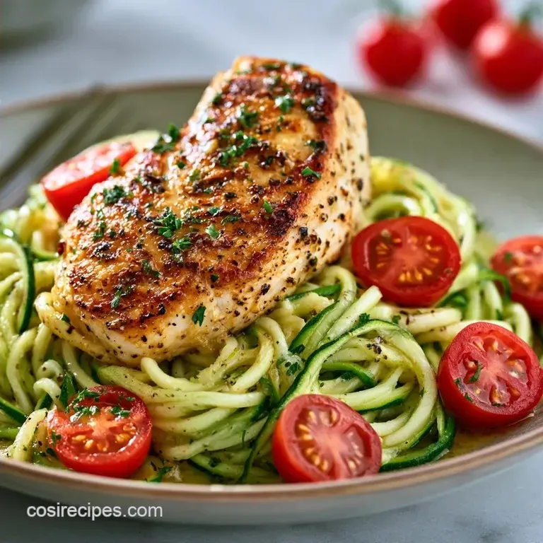 Creamy Zucchini Noodle Chicken Pasta with Lemon